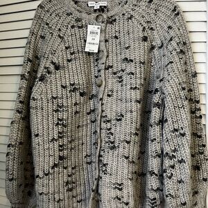 Gray and Black Women's Cardigan Sweater